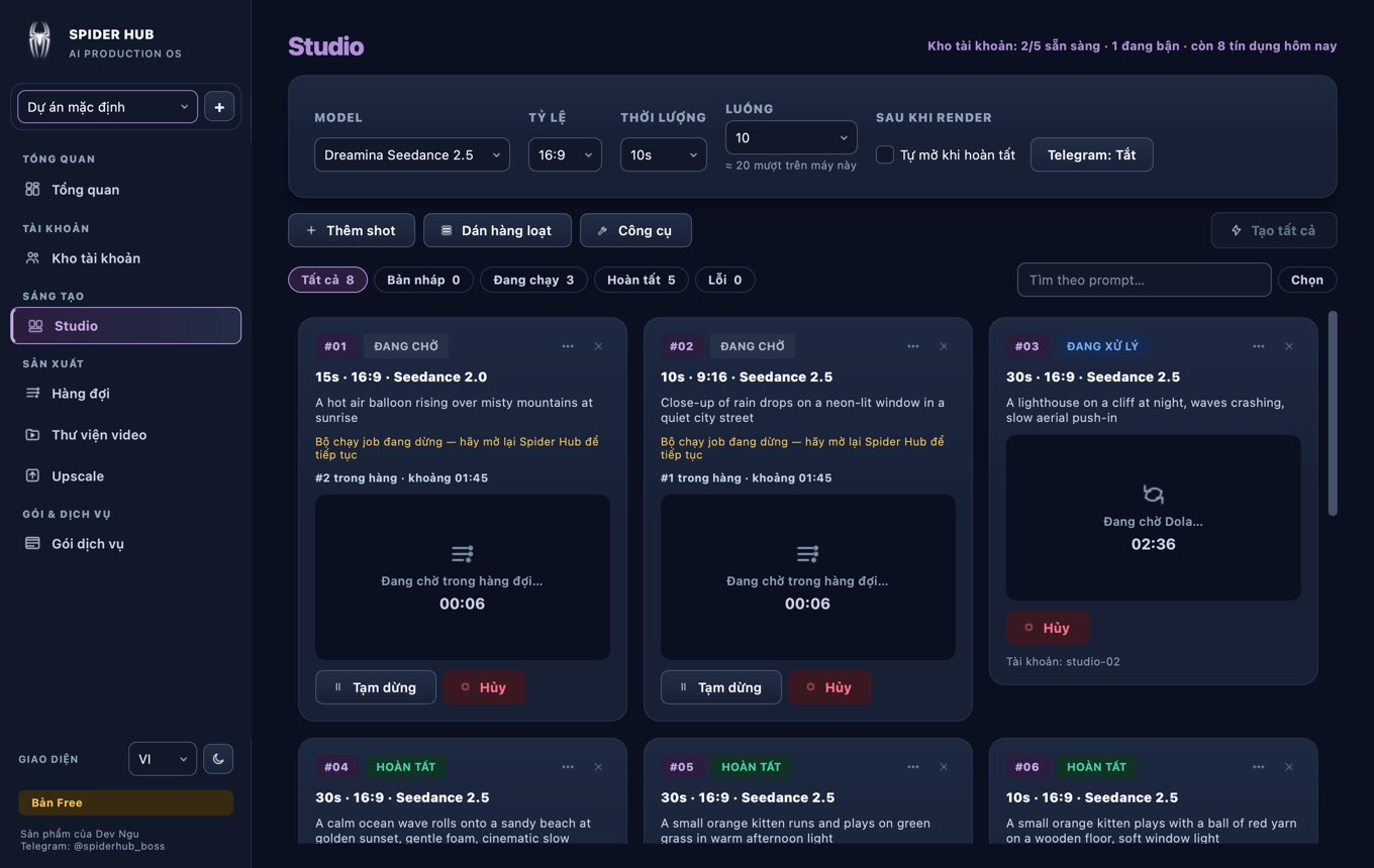 Studio — tạo video — Spider Hub